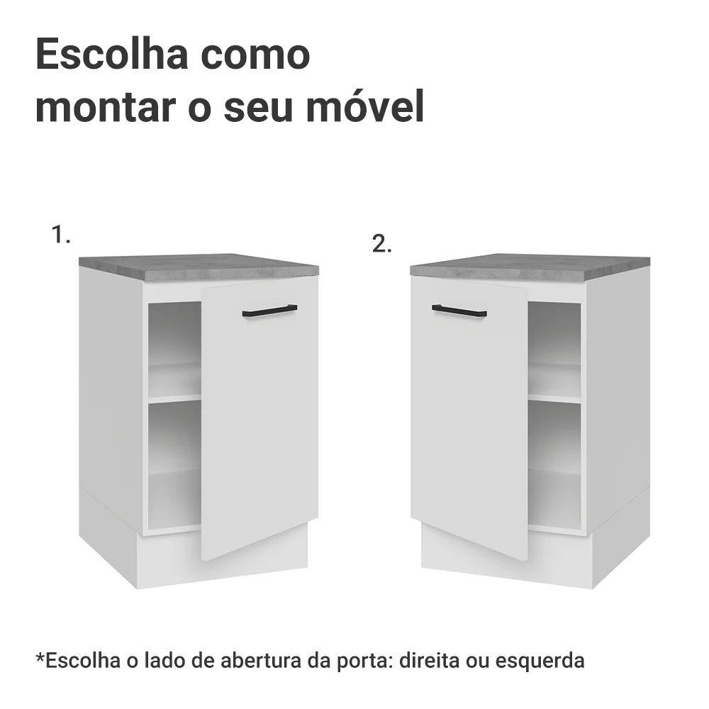 Balcão de Cozinha 50 x 60cm 1 Porta (Com Tampo) Branco Agata Madesa - Image 4