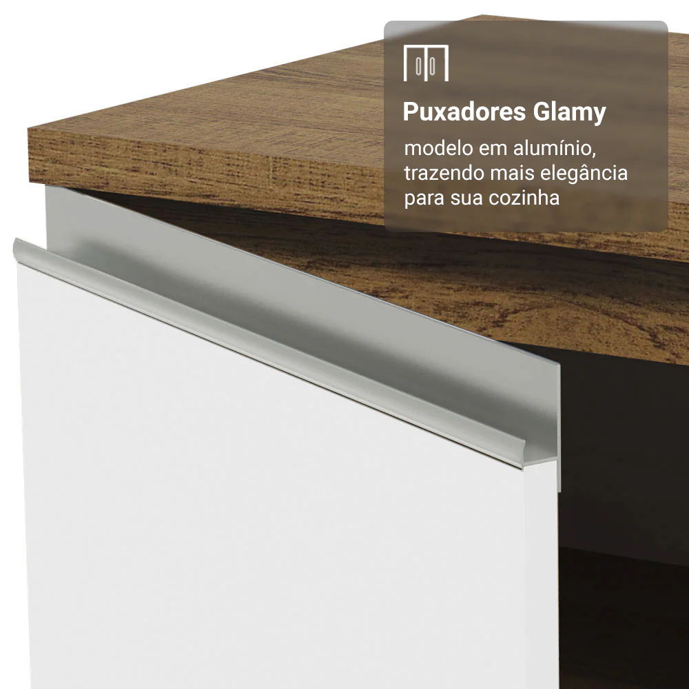 Balcão de Cozinha 50 x 60cm 1 Porta (Com Tampo) Rustic/Branco Glamy Madesa - Image 7