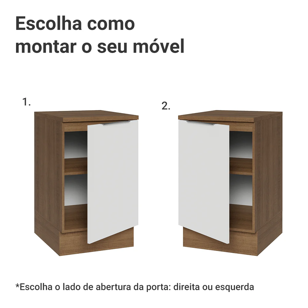 Balcão de Cozinha 50 x 60cm 1 Porta (Com Tampo) Rustic/Branco Stella Madesa - Image 4