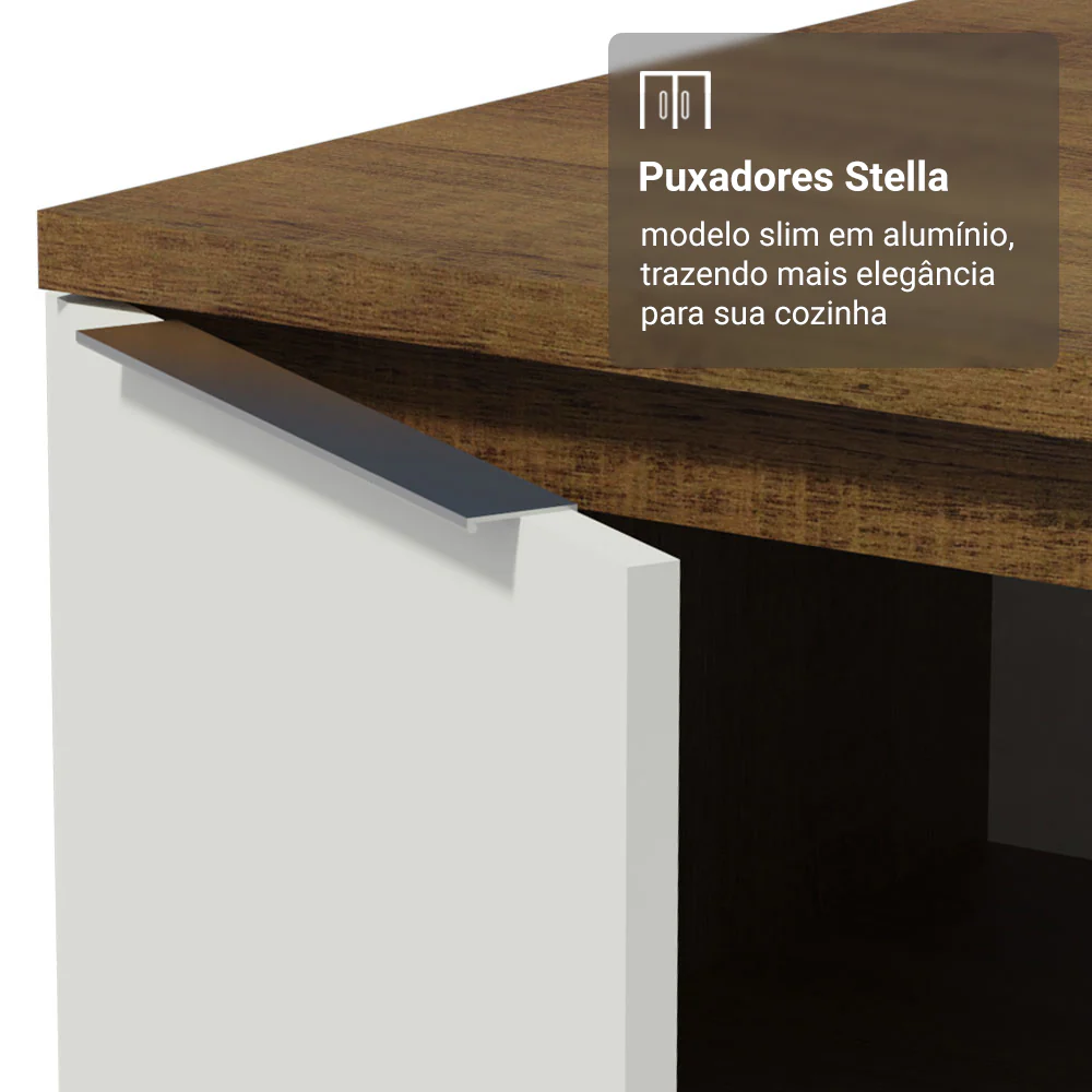 Balcão de Cozinha 50 x 60cm 1 Porta (Com Tampo) Rustic/Branco Stella Madesa - Image 7