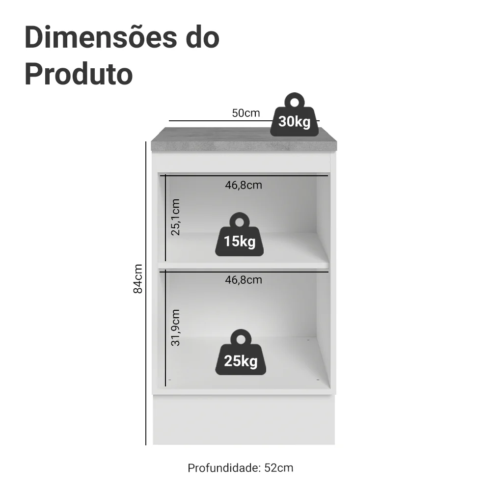 Balcão de Cozinha 50cm 1 Porta Branco/Azul Vik Madesa - Image 2