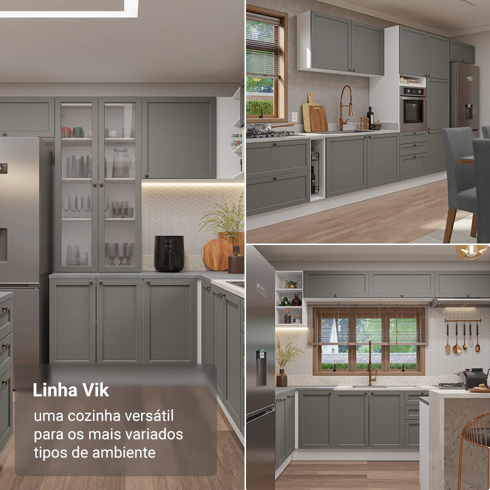 Balcão de Cozinha 50cm 1 Porta Branco/Cinza Vik Madesa - Image 6
