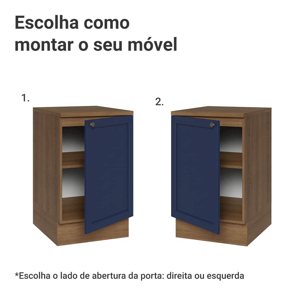 Balcão de Cozinha 50cm 1 Porta Rustic/Azul Vik Madesa - Image 4