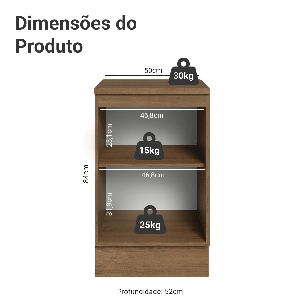 Balcão de Cozinha 50cm 1 Porta Rustic/Verde Vik Madesa - Image 2
