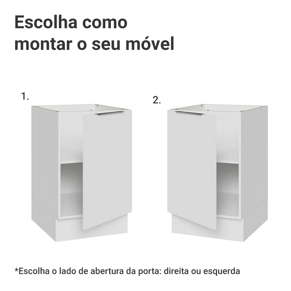 Balcão de Cozinha 50cm 1 Porta (Sem Tampo) Branco Stella Madesa - Image 4
