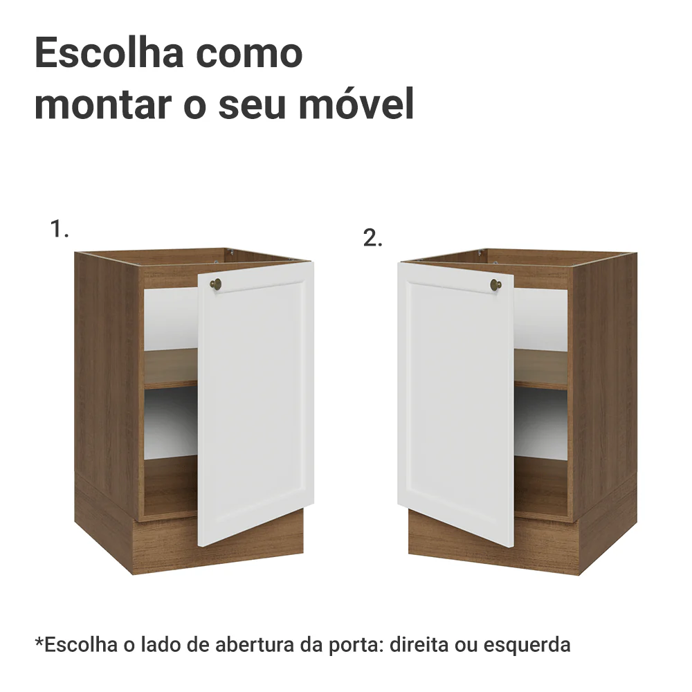 Balcão de Cozinha 50cm 1 Porta (Sem Tampo) Rustic/Branco Vik Madesa - Image 4