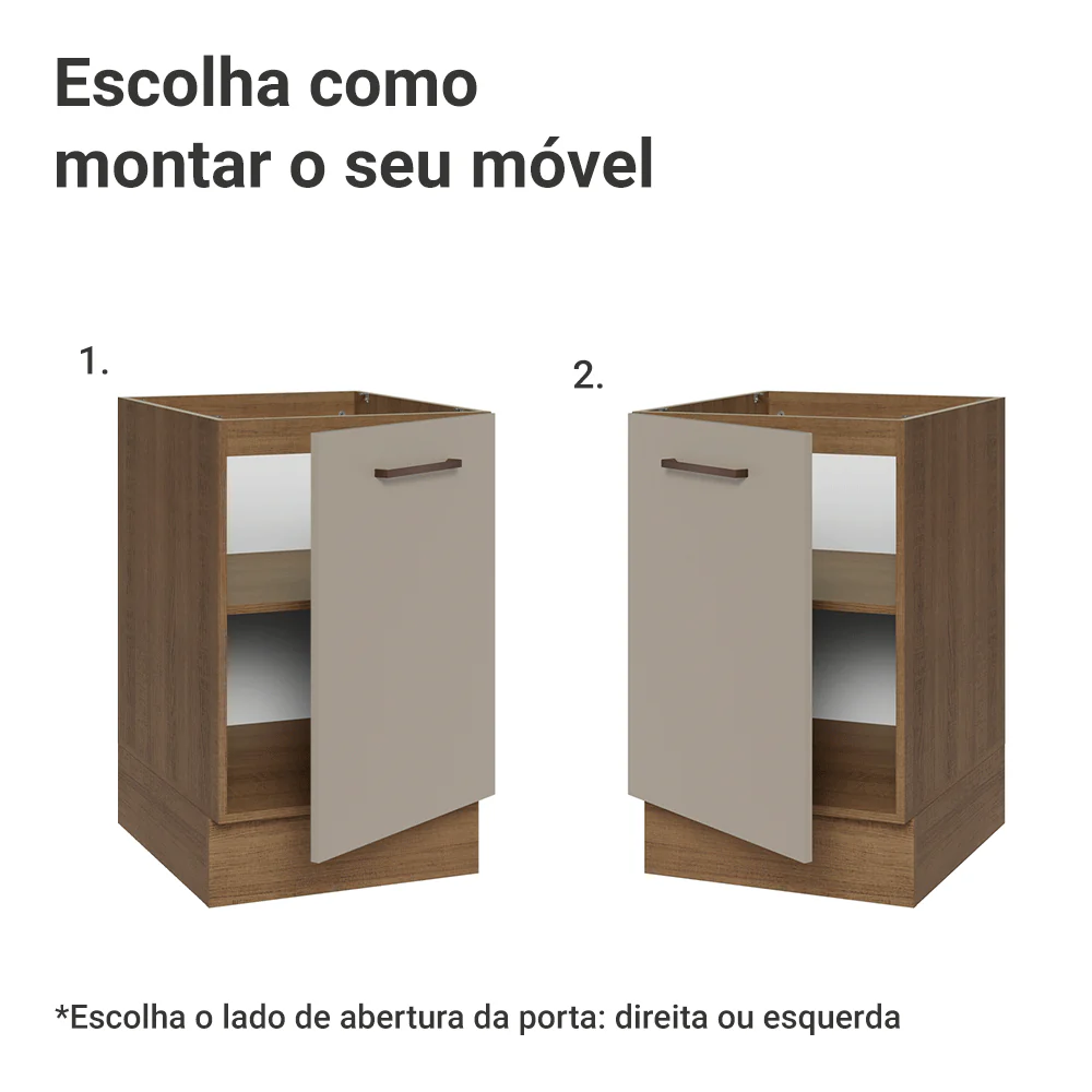 Balcão de Cozinha 50cm 1 Porta (Sem Tampo) Rustic/Crema Agata Madesa - Image 4