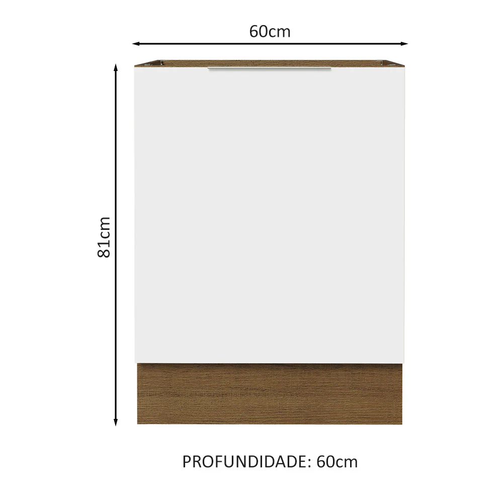 Balcão Cozinha 60 x 60 cm 1 Porta (Sem Tampo) Rustic/Branco Stella Madesa - Image 2