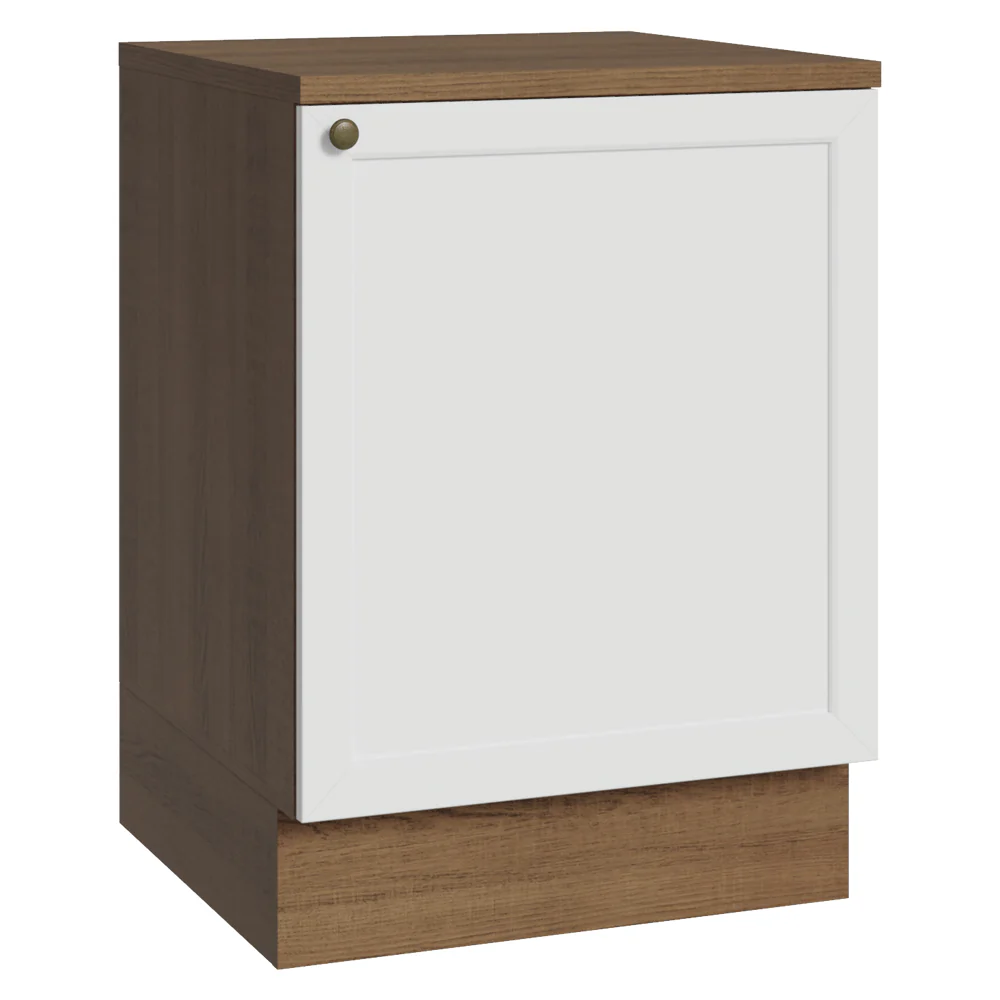 Balcão de Cozinha 60 x 60 cm 1 Porta (Com Tampo) Rustic/Branco Vik Madesa
