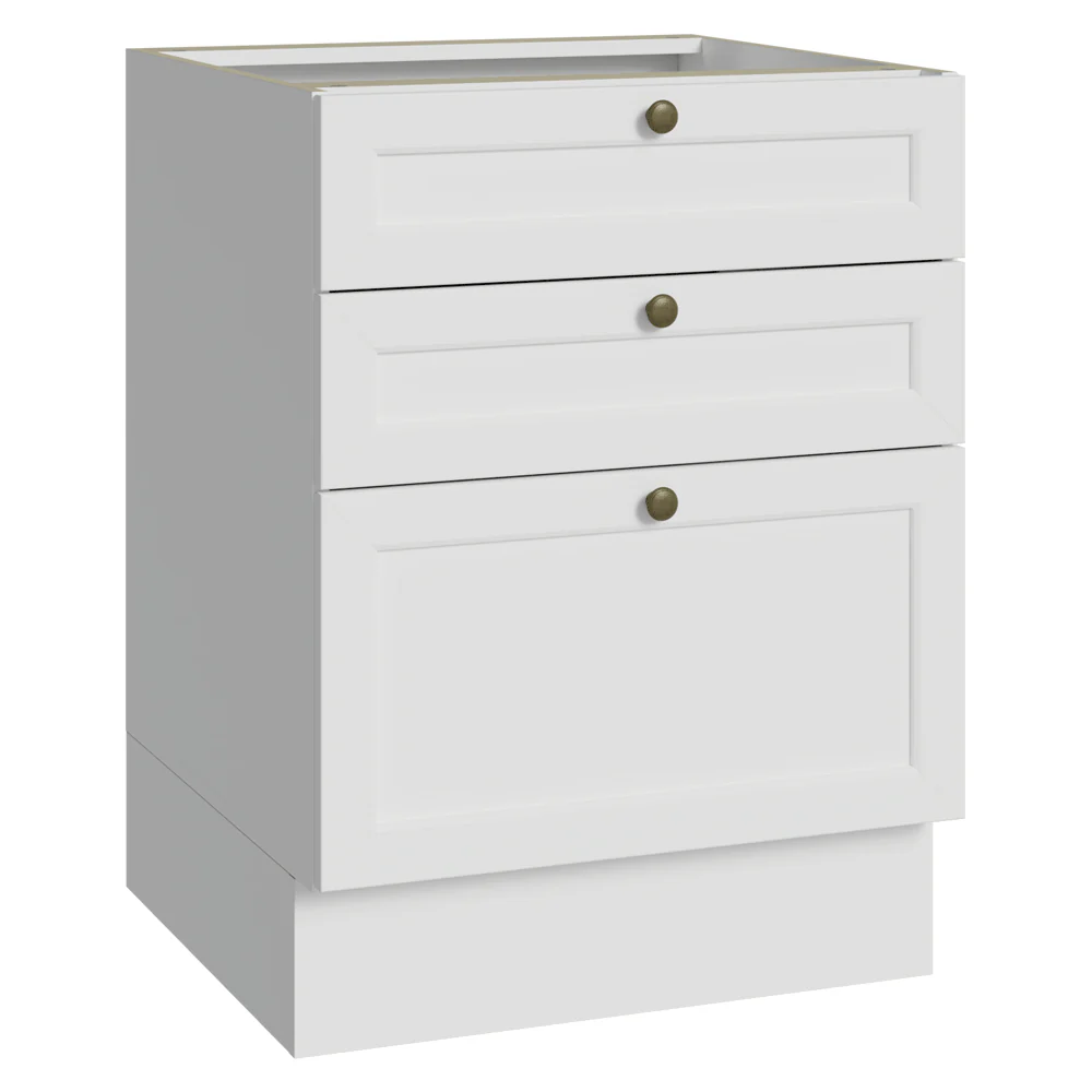 Balcão de Cozinha 60 x 60 cm 3 Gavetas (Sem Tampo) Branco Vik Madesa