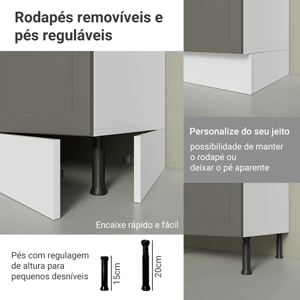 Balcão de Cozinha 60 cm 1 Porta Branco/Cinza Vik Madesa - Image 9
