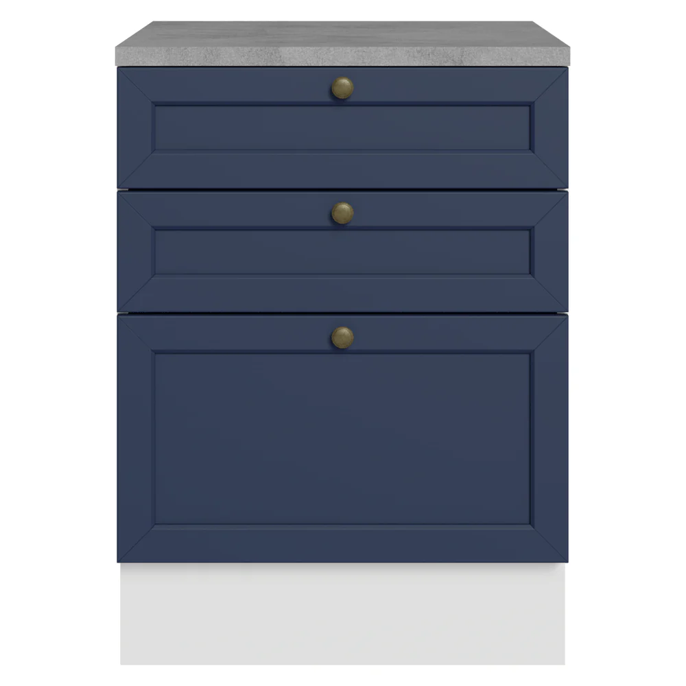 Balcão de Cozinha 60 cm 3 Gavetas Branco/Azul Vik Madesa - Image 4