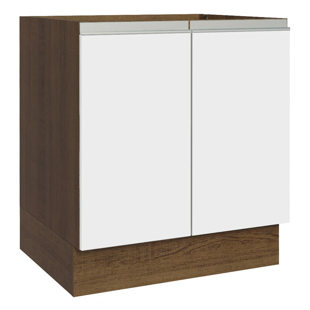 Balcão Cozinha 70 x 60 cm 2 Portas (Sem Tampo) Rustic/Branco Glamy Madesa