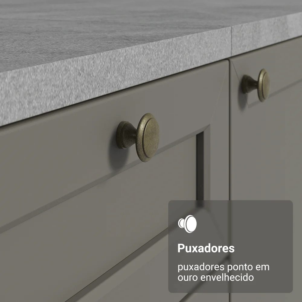 Balcão de Cozinha 70 x 60 cm 2 Portas (Sem Tampo) Branco/Cinza Vik Madesa - Image 6