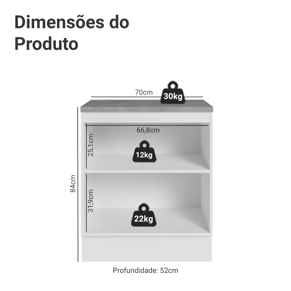 Balcão de Cozinha 70 cm 2 Portas Branco/Verde Vik Madesa - Image 2