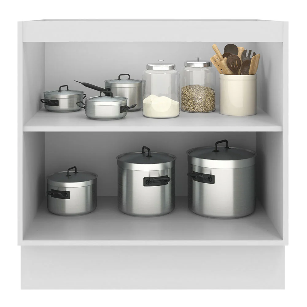 Balcão de Cozinha 80 x 60 cm 2 Portas (Sem Tampo) Branco/Crema Agata Madesa - Image 3