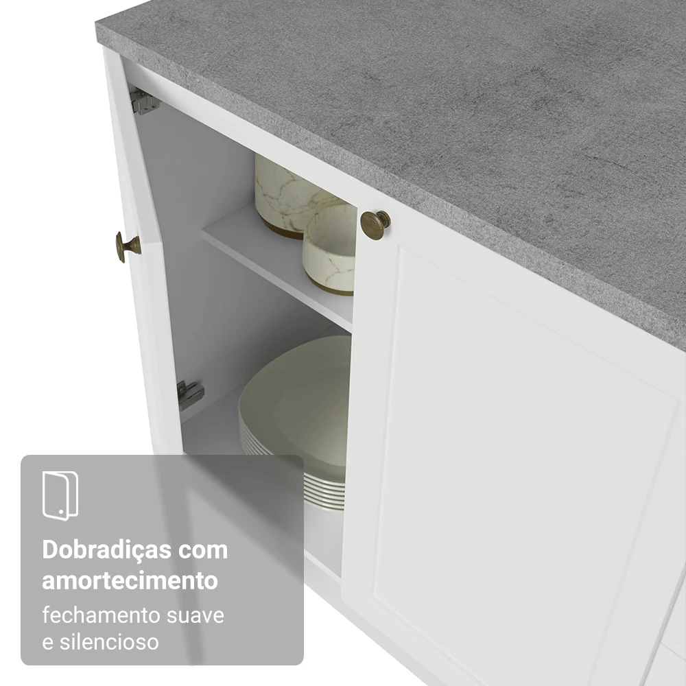 Balcão de Cozinha 80 cm 2 Portas Branco Vik Madesa - Image 8