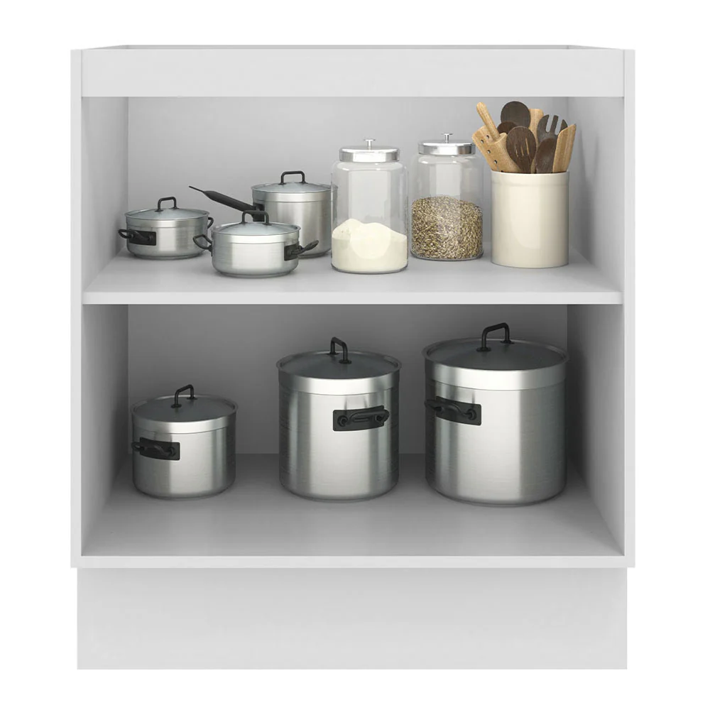 Balcão de Cozinha Madesa Agata 70 x 60 cm 2 Portas (Sem Tampo) Branco/Preto - Image 3