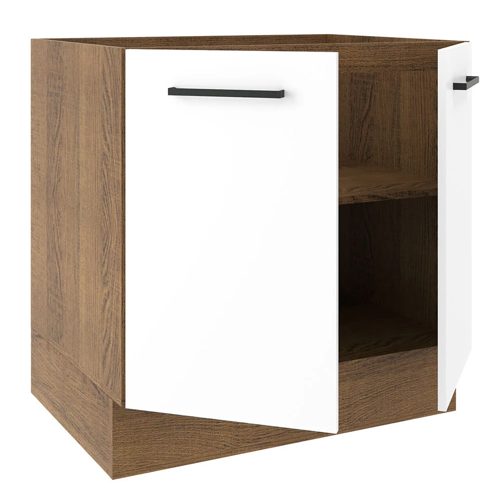 Balcão de Cozinha Madesa Agata 80 x 60 cm 2 Portas (Sem Tampo) Rustic/Branco - Image 4