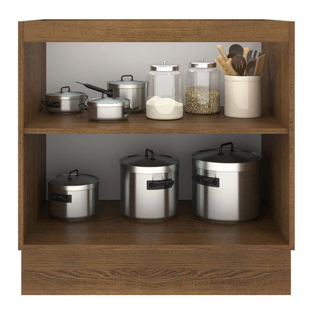 Balcão de Cozinha Madesa Agata 80 x 60 cm 2 Portas (Sem Tampo) Rustic/Preto - Image 3