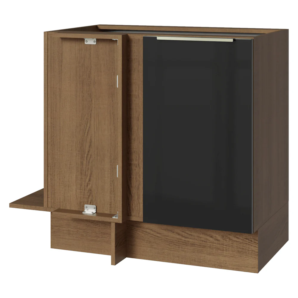 Balcão de Canto 1 Porta (Sem Tampo) Rustic/Preto Lux Madesa
