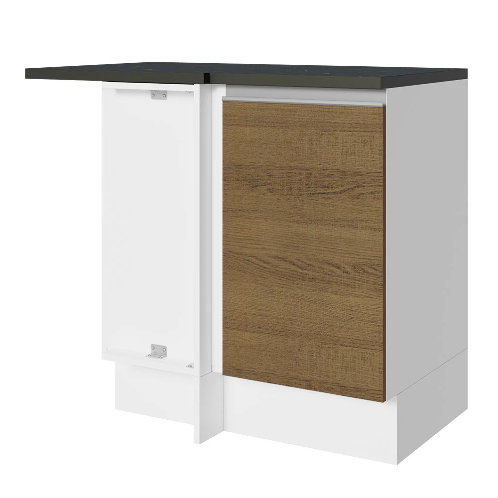 Balcão de Canto Madesa Acordes 100% MDF 1 Porta Branco/Rustic