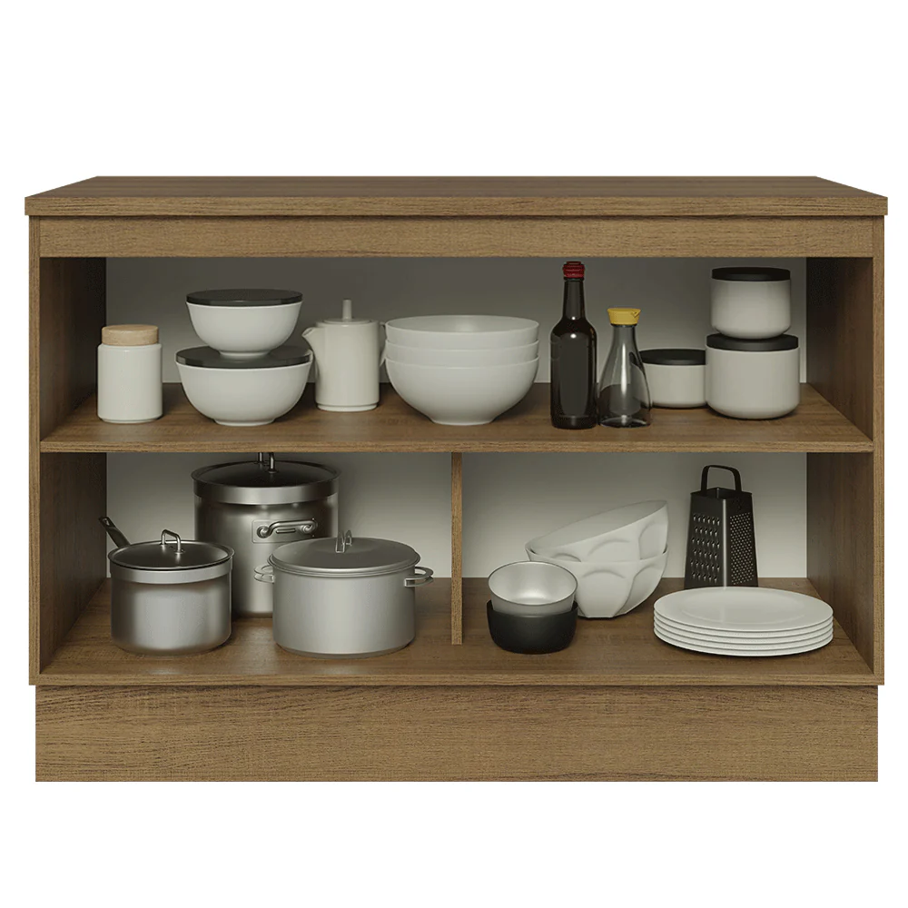 Balcão de Cozinha 120 cm 2 Portas Rustic/Preto Lux Madesa - Image 4