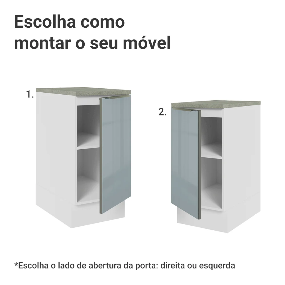 Balcão de Cozinha 40 cm 1 Porta Branco/Cinza Lux Madesa - Image 4