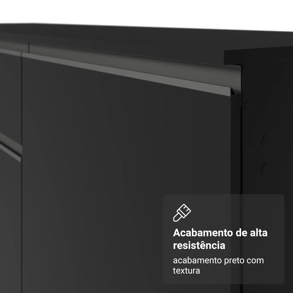 Balcão de Cozinha 40 cm 3 Gavetas Com Pés Preto Nice Madesa - Image 5