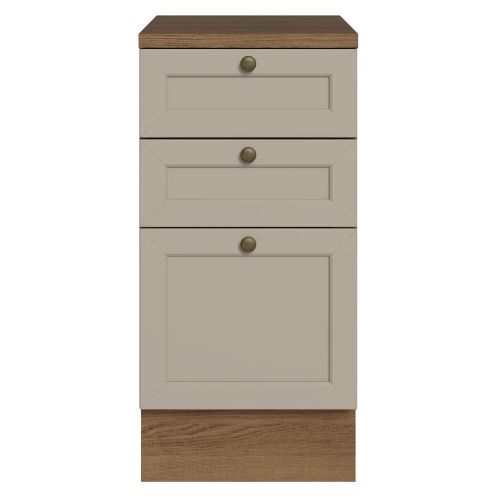 Balcão de Cozinha 40 cm 3 Gavetas Rustic/Crema Vik Madesa - Image 11