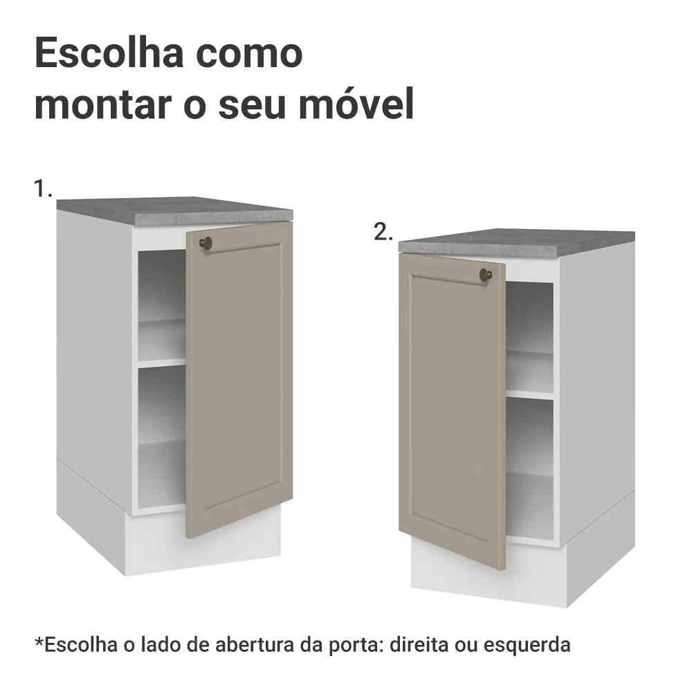 Balcão de Cozinha 40 x 60 cm 1 Porta (Com Tampo) Branco/Crema Vik Madesa - Image 4