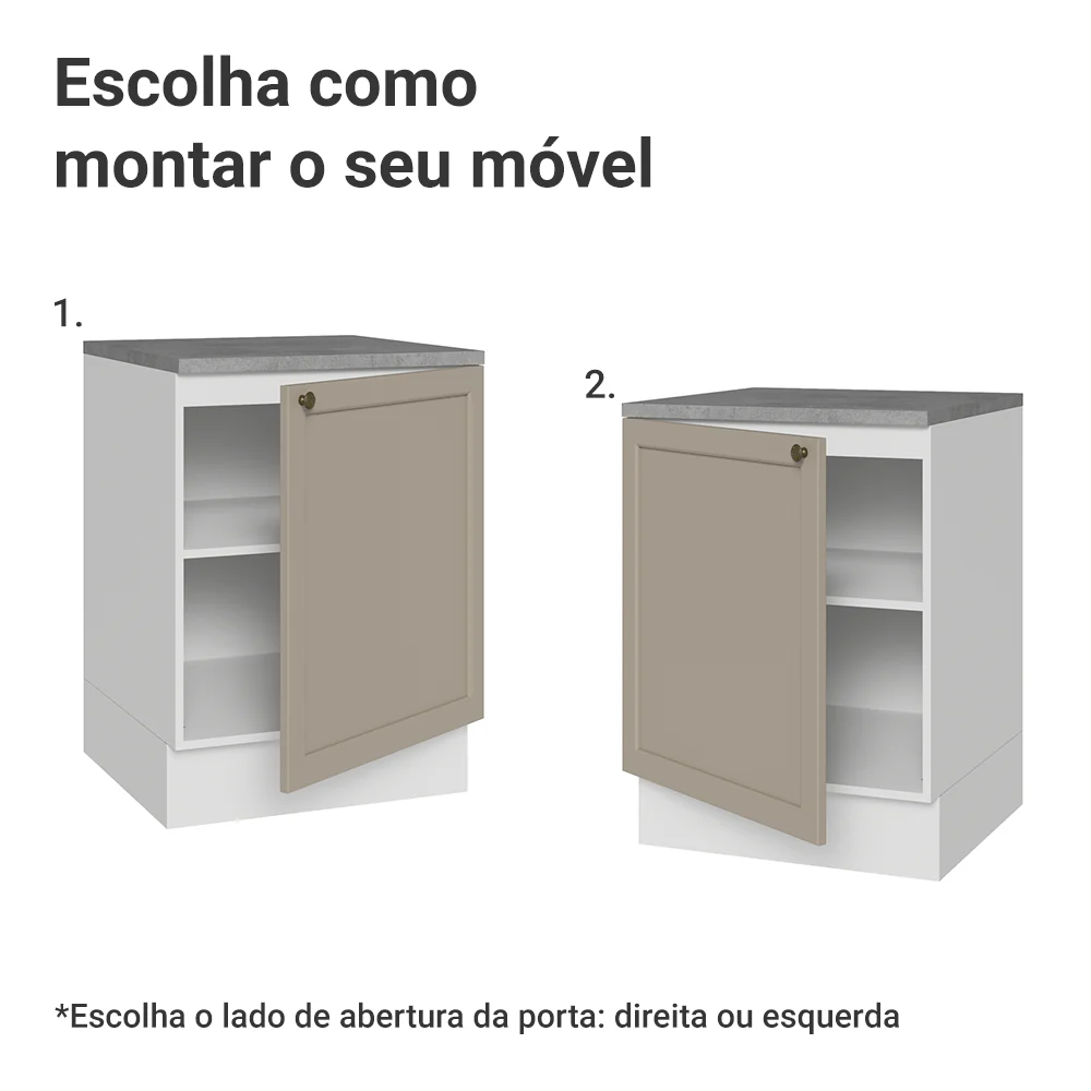 Balcão de Cozinha 60 cm 1 Porta Branco/Crema Vik Madesa - Image 4