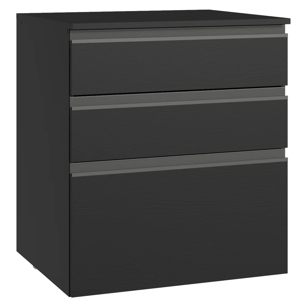 Balcão de Cozinha 60 cm 3 Gavetas Suspenso Preto Nice Madesa