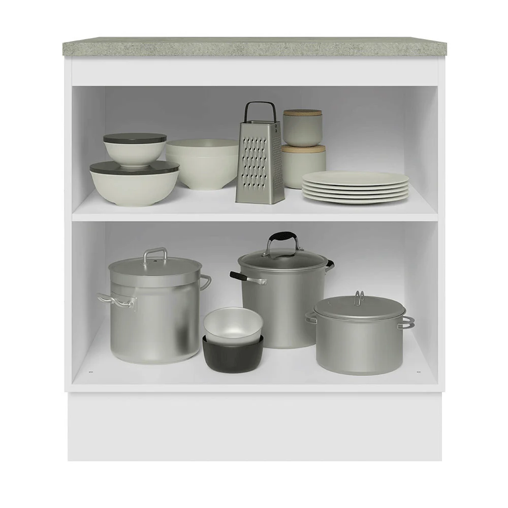 Balcão de Cozinha 70 cm 2 Portas Branco/Cinza Lux Madesa - Image 4