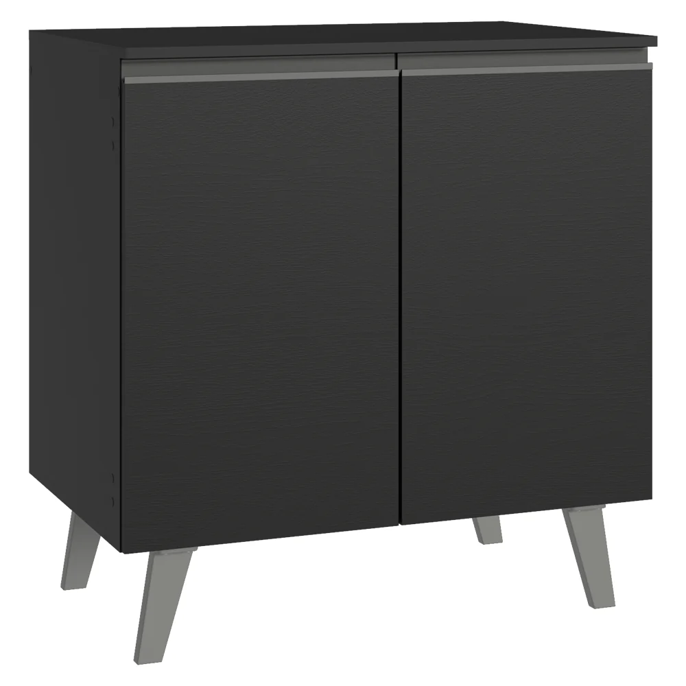 Balcão de Cozinha 80 cm 2 Portas Com Pés Preto Nice Madesa