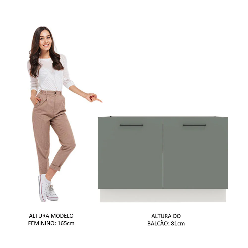 Balcão Gabinete de Pia Madesa Agata 2 Portas (Sem Tampo e Pia) Branco/Cinza - Image 5