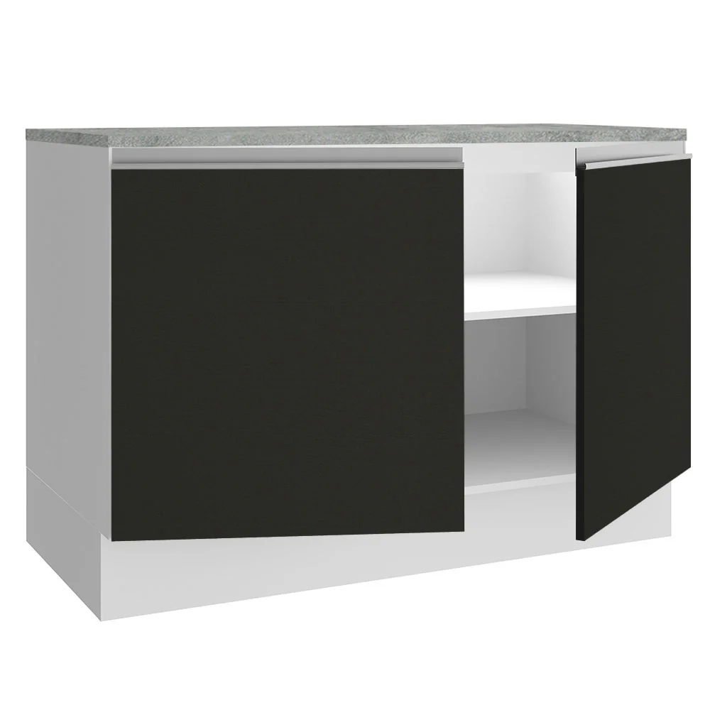 Balcão Madesa Glamy 120 cm 2 Portas (Com Tampo) Branco/Preto - Image 5