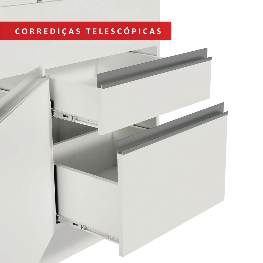 Balcão de Pia Madesa Glamy 150 cm 2 Portas e 2 Gavetas (Sem Tampo e Pia) Branco - Image 6