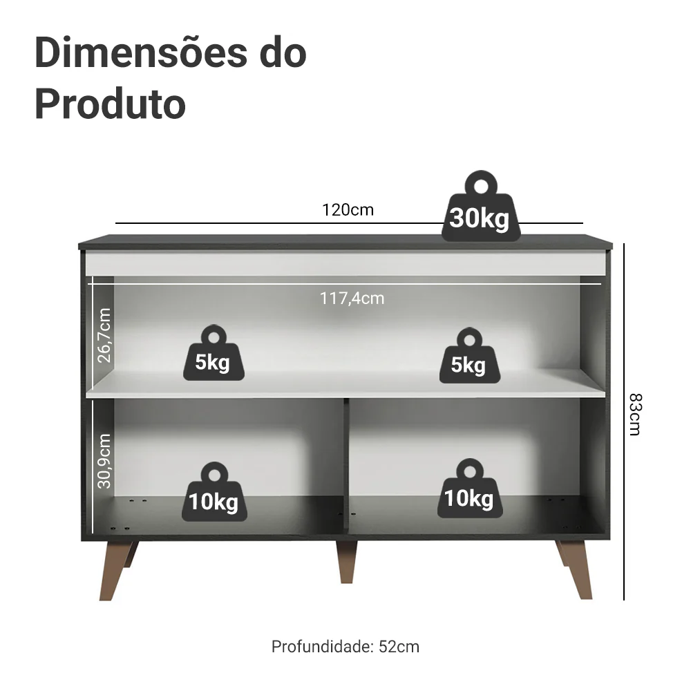 Balcão Gabinete de Pia Madesa Reims 2 Portas Preto - Image 3