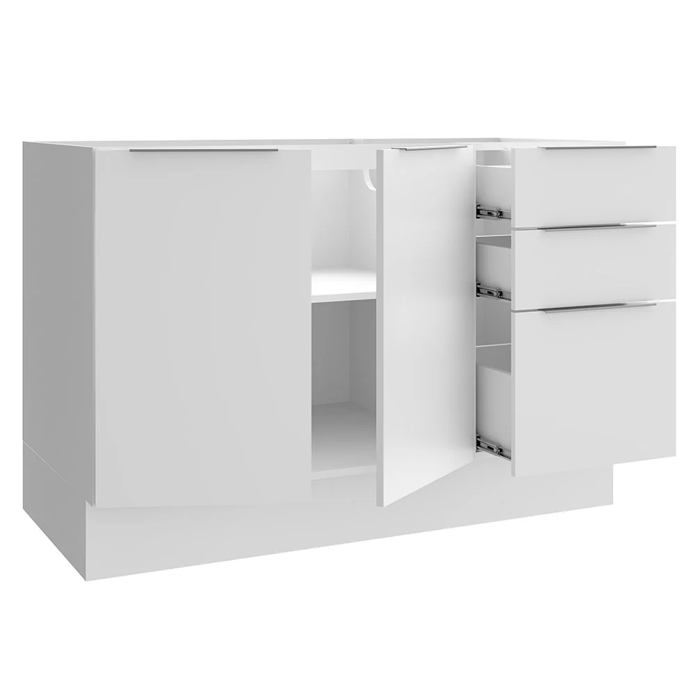 Balcão Gabinete de Pia Madesa Stella 2 Portas e 3 Gavetas (Sem Tampo e Pia) Branco - Image 5