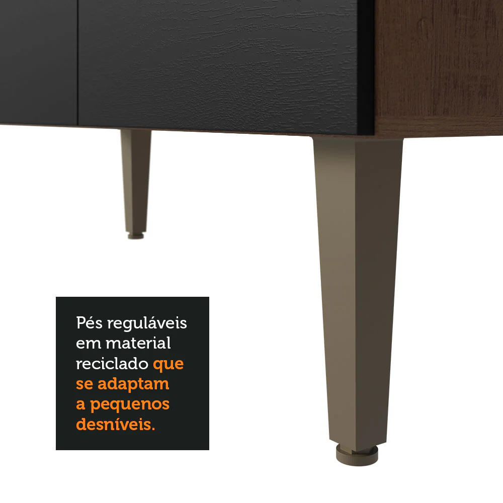 Balcão Gabinete 3 Portas 2 Gavetas Rustic/Preto Gourmet Madesa - Image 8