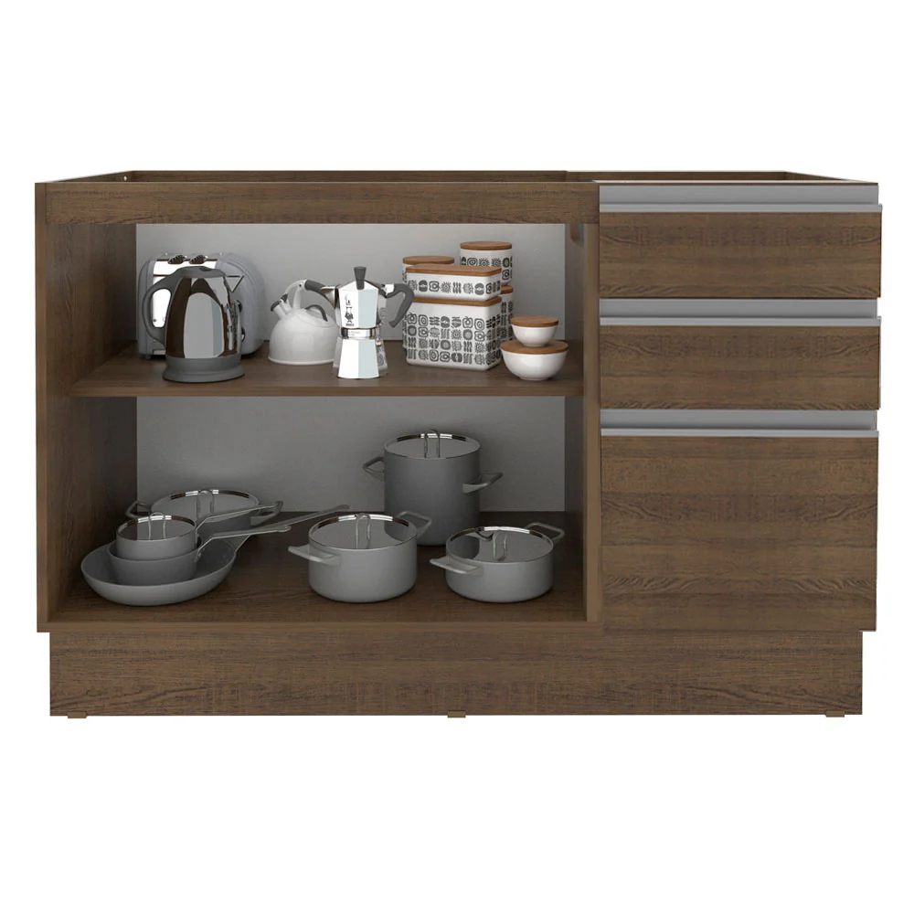 Balcão Gabinete de Pia Madesa Glamy 2 Portas e 3 Gavetas + Porta-Talheres Rustic - Image 3