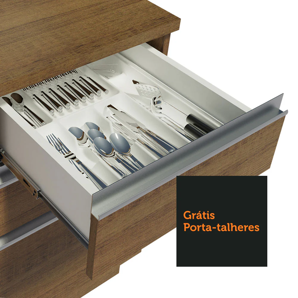 Balcão Gabinete de Pia Madesa Glamy 2 Portas e 3 Gavetas + Porta-Talheres Rustic - Image 8