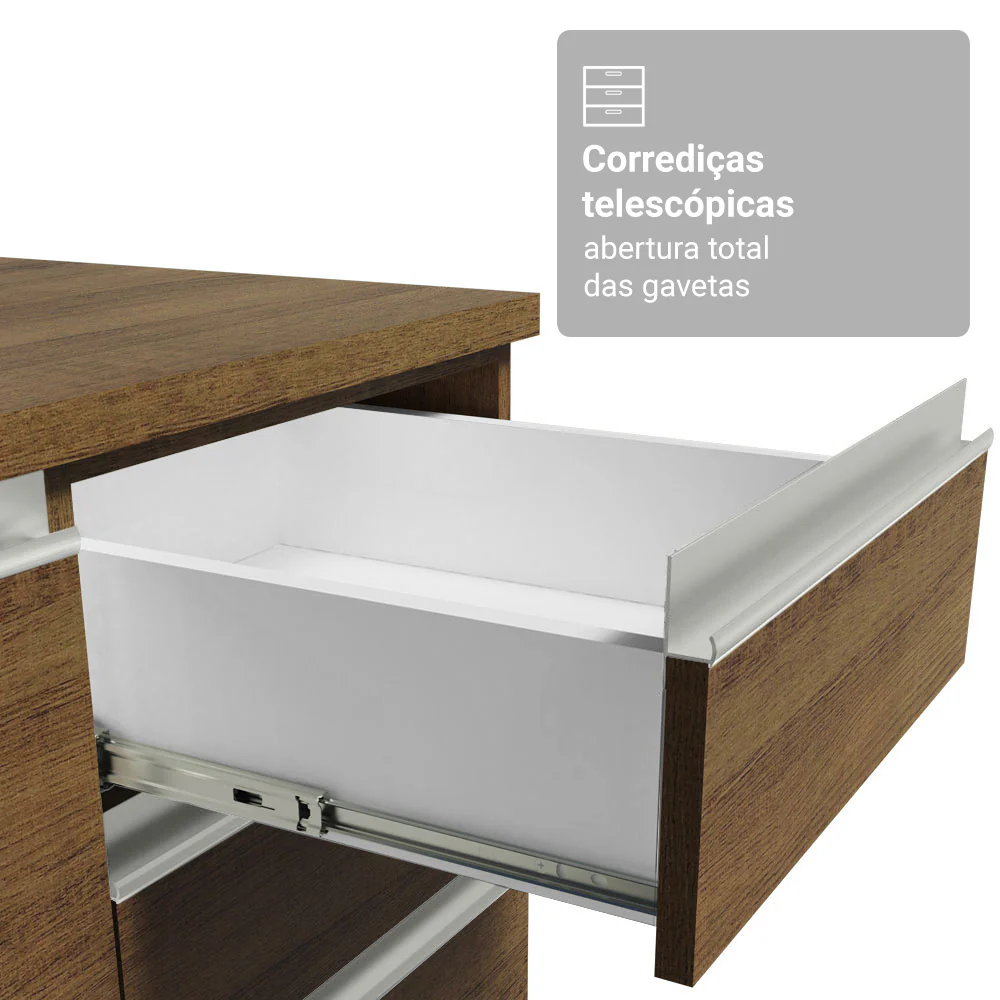 Balcão Gabinete de Pia Madesa Glamy 120 cm 2 Portas e 3 Gavetas (Sem Tampo e Pia) Rustic - Image 6