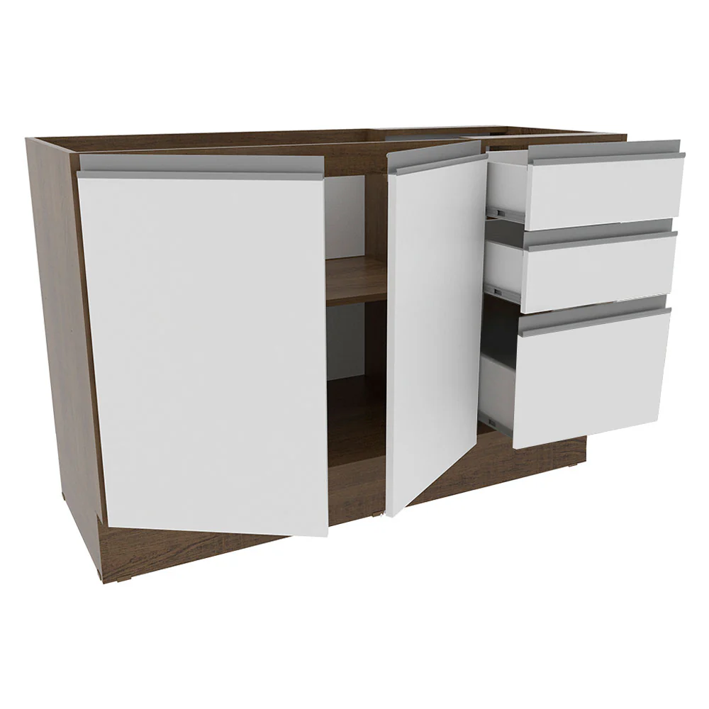 Balcão Gabinete de Pia Madesa Glamy 120 cm 2 Portas e 3 Gavetas (Sem Tampo e Pia) Rustic/Branco - Image 5