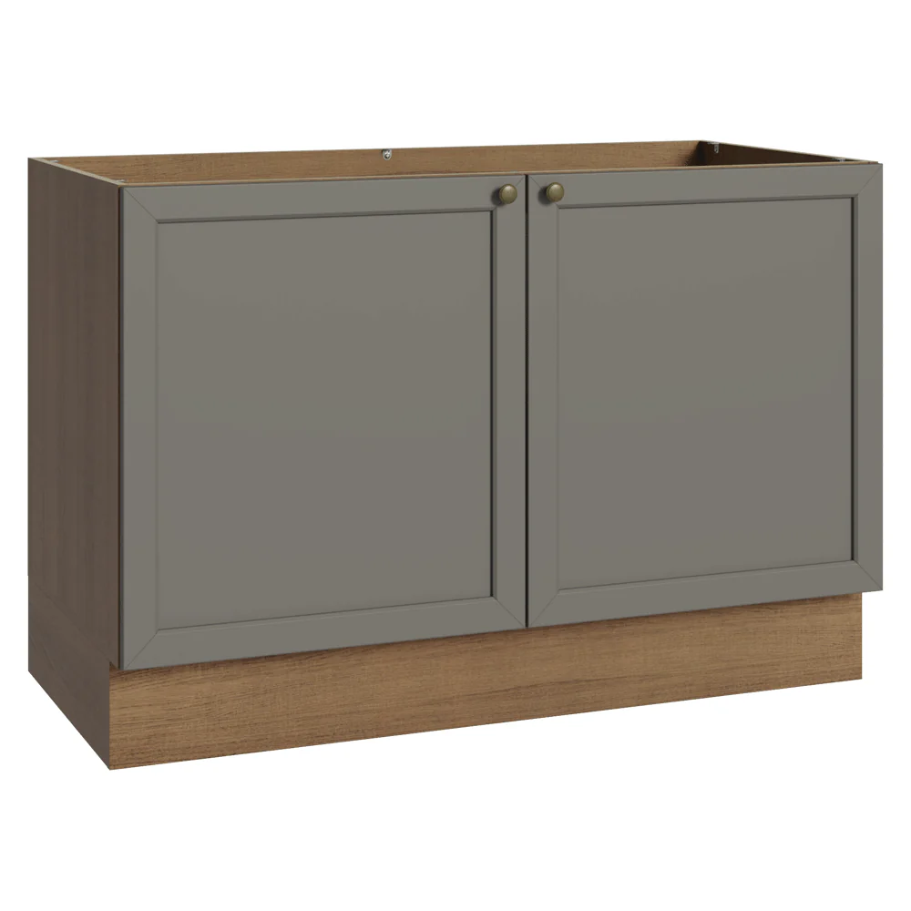 Balcão Gabinete de Pia 120 cm (Sem Tampo) Rustic/Cinza Vik Madesa