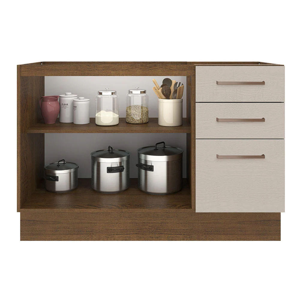 Balcão Gabinete de Pia 2 Portas e 3 Gavetas Rustic/Crema Agata Madesa - Image 4