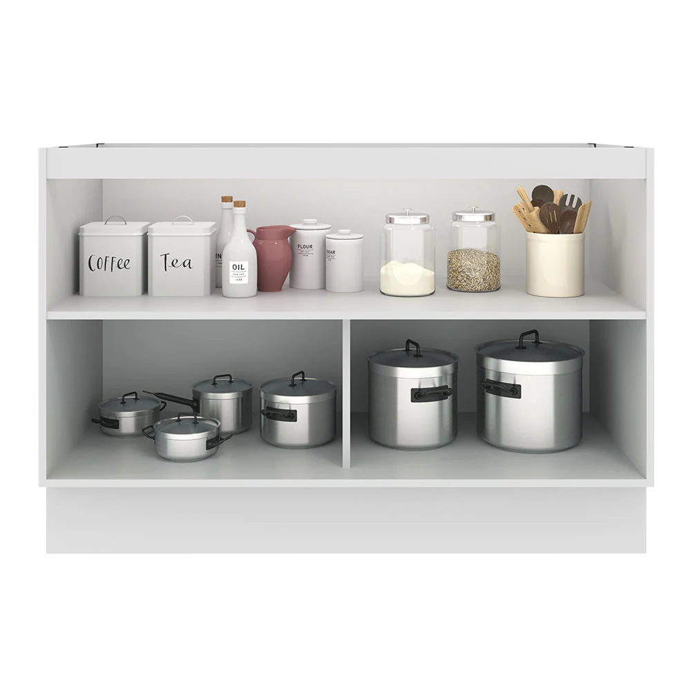Balcão Gabinete de Pia Madesa Agata 120 x 60 cm 2 Portas (Sem Tampo) Branco/Cinza - Image 3