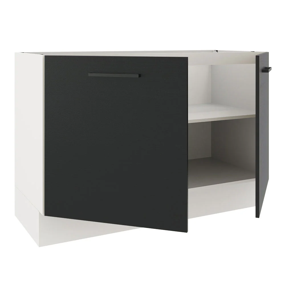 Balcão Gabinete de Pia Madesa Agata 120 x 60 cm 2 Portas (Sem Tampo) Branco/Preto - Image 4