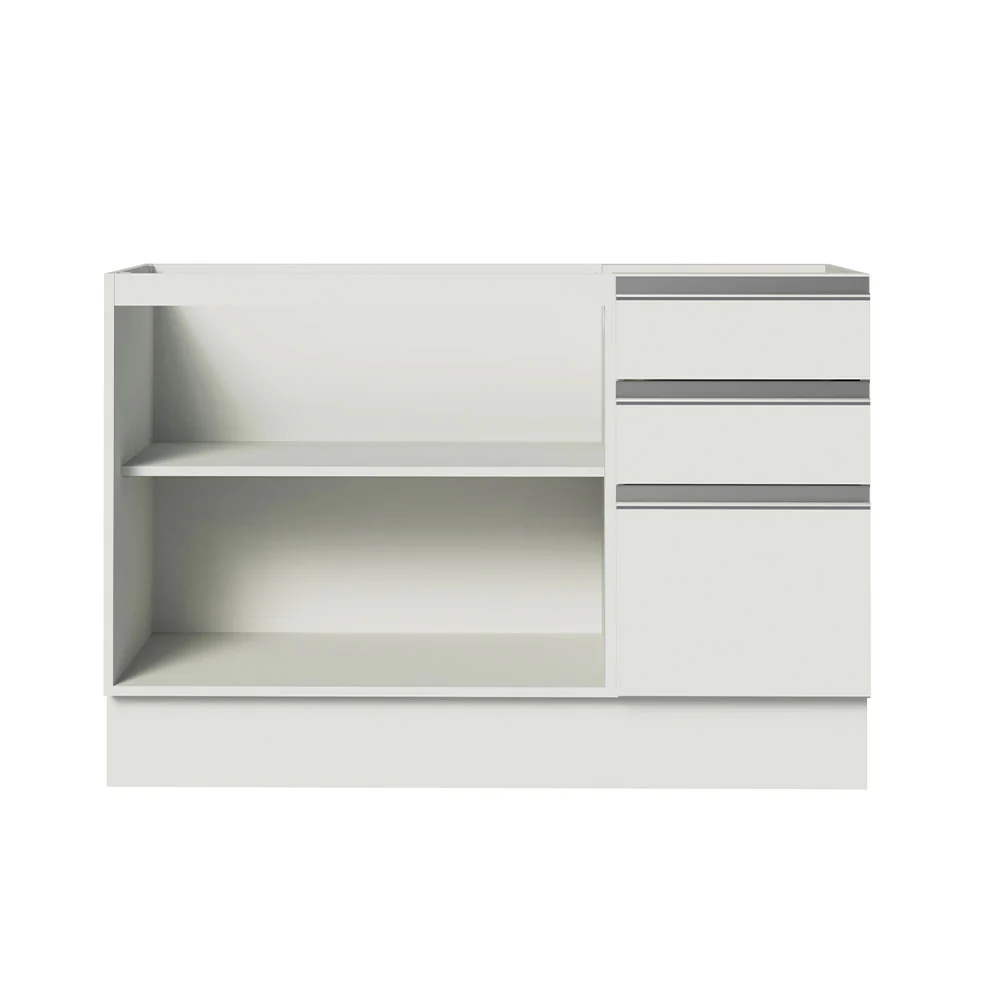 Balcão Gabinete de Pia Madesa Glamy 120 x 60 cm 2 Portas e 3 Gavetas (Sem Tampo) Branco - Image 5